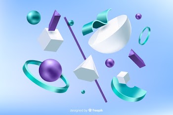 Antigravity geometric shapes with 3d effect Free Vector
