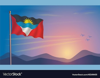 antigua and barbuda flag in the morning sun