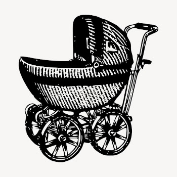 Antique baby buggy clipart, vintage | Free Vector - rawpixel