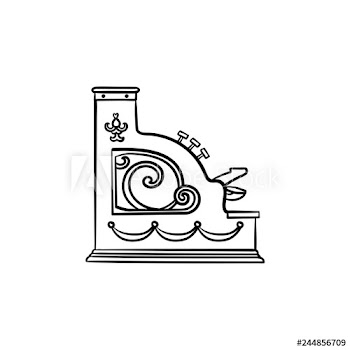 Antique cash register machine hand drawn outline doodle icon