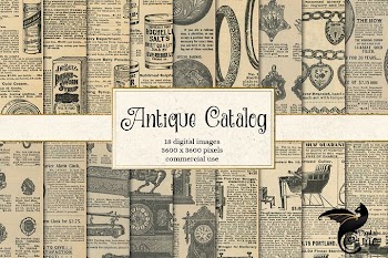 Antique Catalog Pages Digital Paper Ephemera