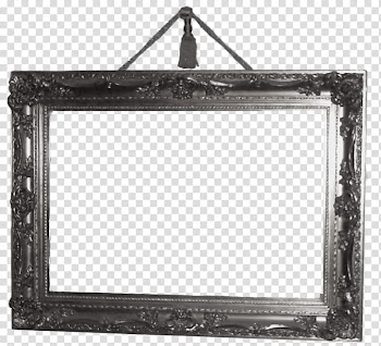 Antique Frame III, black wooden framed transparent background PNG clipart