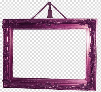 Antique Frame III, purple floral carved frame transparent background PNG clipart