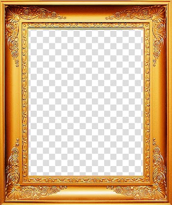 Antique Frames, yellow wooden frame decor transparent background PNG clipart