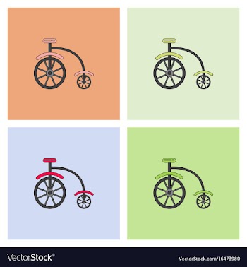 Antique highwheel bike 1885 icons vector image