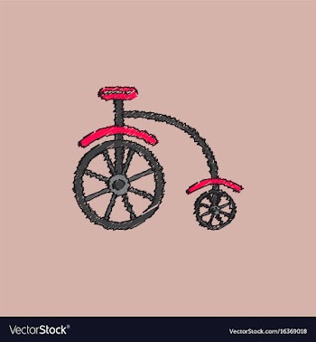 Antique highwheel bike 1885 in hatching style vector image