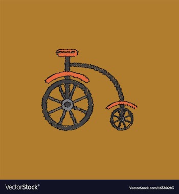Antique highwheel bike 1885 in hatching style vector image
