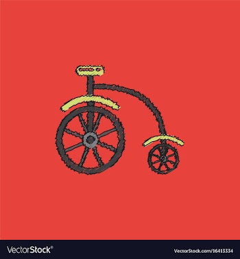 Antique highwheel bike 1885 in hatching style vector image