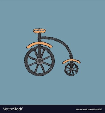Antique highwheel bike 1885 in hatching style vector image