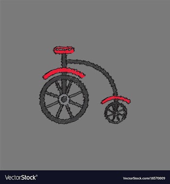 Antique highwheel bike 1885 in hatching style vector image