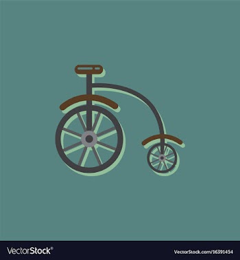 Antique highwheel bike 1885 in sticker style vector image
