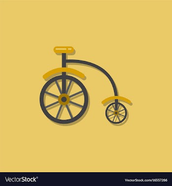 Antique highwheel bike 1885 in sticker style vector image