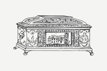 Antique jewelry box clipart, object | Free PSD Illustration - rawpixel