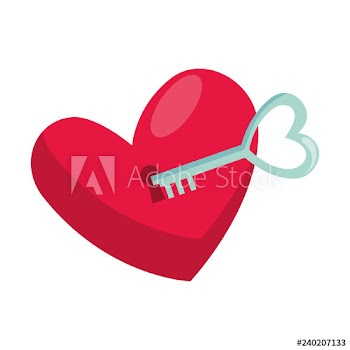 antique key with heart love