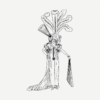 Antique party fashion clipart illustration | Free PSD - rawpixel