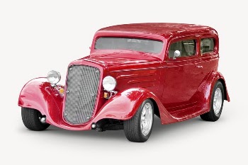 Antique red car collage element | Free PSD - rawpixel