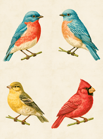 Antique Victorian Bird Plate Illustration
