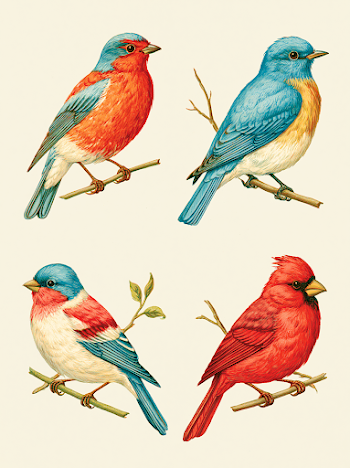 Antique Victorian Birds Specimen Sheet