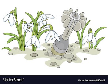 antiwar symbol with a mine and flowers