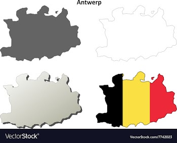 Antwerp outline map set - Belgian version vector image