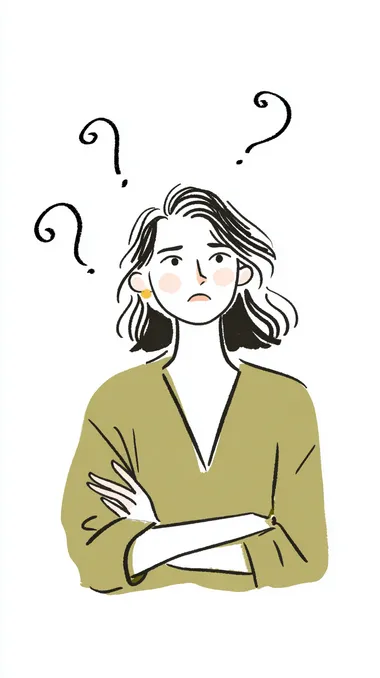 Anxious Woman with Question Marks - Minimalist Illustration Anxious Woman with Question Marks - Minimalist Illustration