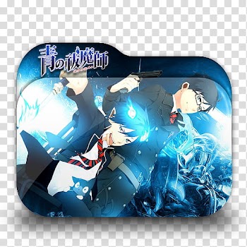Ao no Exorcist Anime Folder Icon, two male anime characters graphic folder icon transparent background PNG clipart