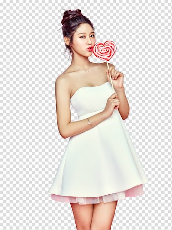 AOA Seol Hyun P, woman holding heart lollipop transparent background PNG clipart