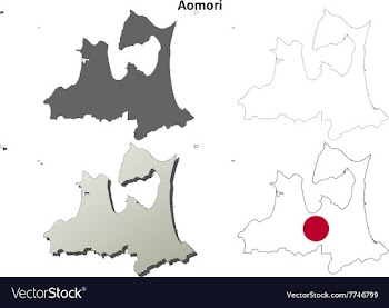 Aomori blank outline map set vector image