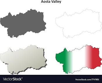 Aosta Valley blank outline map set vector image