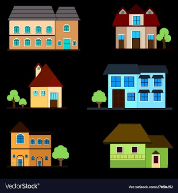 Apartment house set building architecture vector image