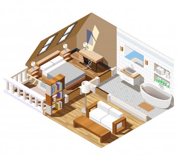 Apartment interior isometric scene Free Vector