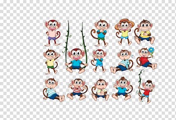 Ape Monkey , color play little monkey collection transparent background PNG clipart