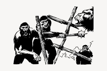 Apes at war collage element, | Free Vector Illustration - rawpixel