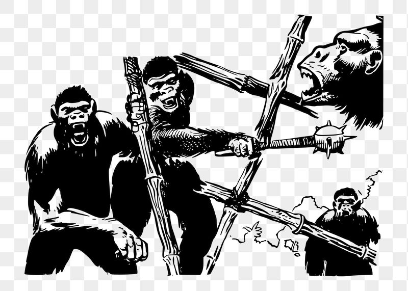 Apes at war png sticker | Free PNG - rawpixel