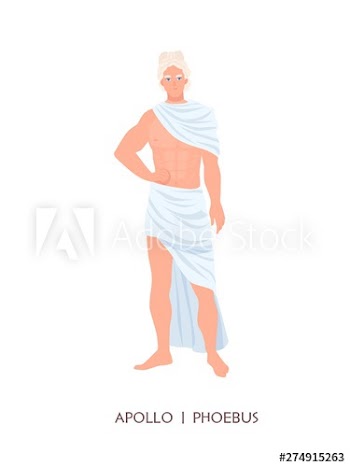 Apollo or Phoebus - god or deity of art, sun and healing in Greek and Roman religion and mythology