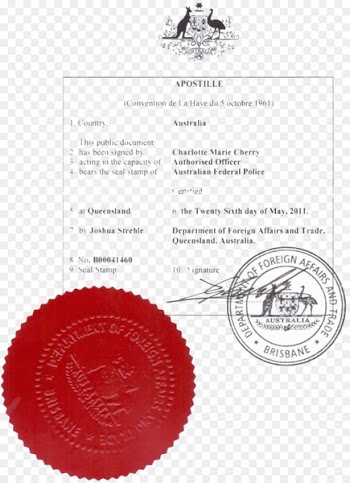 Apostille Convention Seal Australia Birth certificate - Seal 