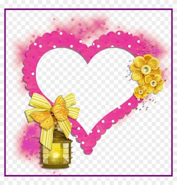 Appealing Transparent Frame Pink Heart With Yellow - Heart Frame Yellow