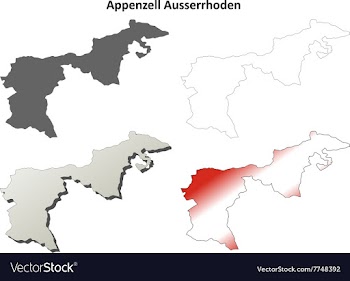 Appenzell Ausserrhoden blank detailed outline map vector image