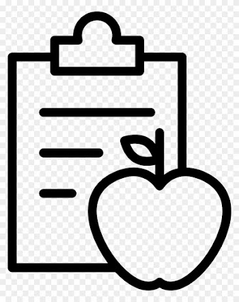 Apple And A Clipboard With Notes For Gymnast Diet Control - Food Control Icon