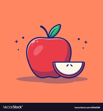 apple and slices of cartoon
