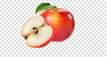 Apple Fruit Illustration, red green leaf pattern cut apple fruit transparent background PNG clipart