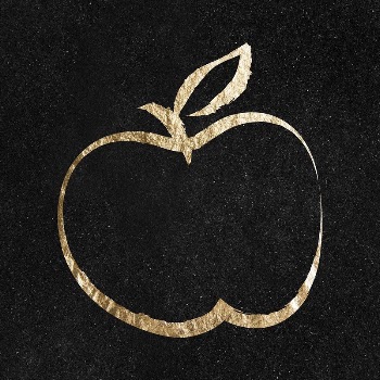 Apple fruit sticker, gold aesthetic | Free PSD Illustration - rawpixel
