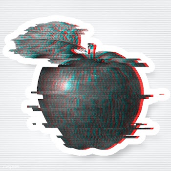 Apple glitch style sticker overlay with a white border | Free  illustration - 2342484