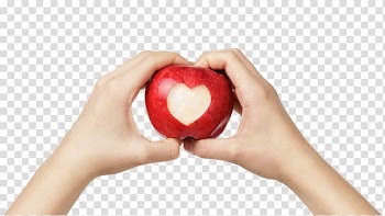 Apple Heart Crisp, Red apple in hand transparent background PNG clipart