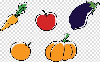 Apple Pumpkin Vegetable , Cartoon eggplant fruits and vegetables carrots apples oranges transparent background PNG clipart