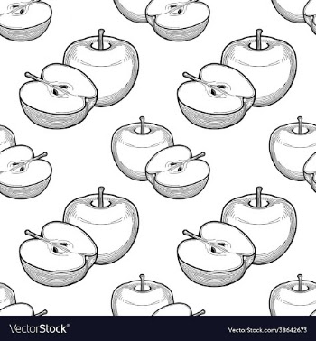 apple seamless pattern black and white