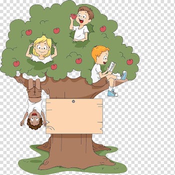 Apple Tree , The child on the fruit tree transparent background PNG clipart