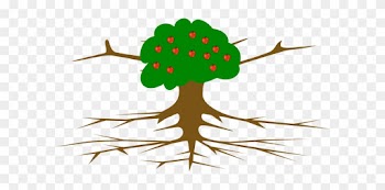 Apple Tree With Wide Trunk Clip Art - Tree With Roots