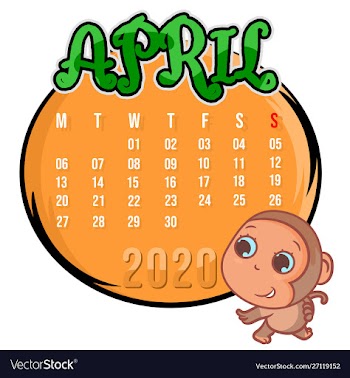 April 2020 month calendar vector image