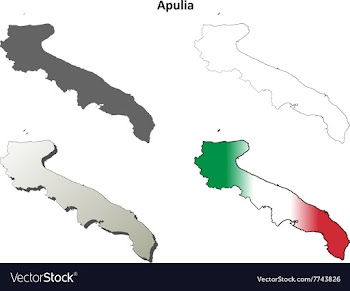 Apulia blank detailed outline map set vector image